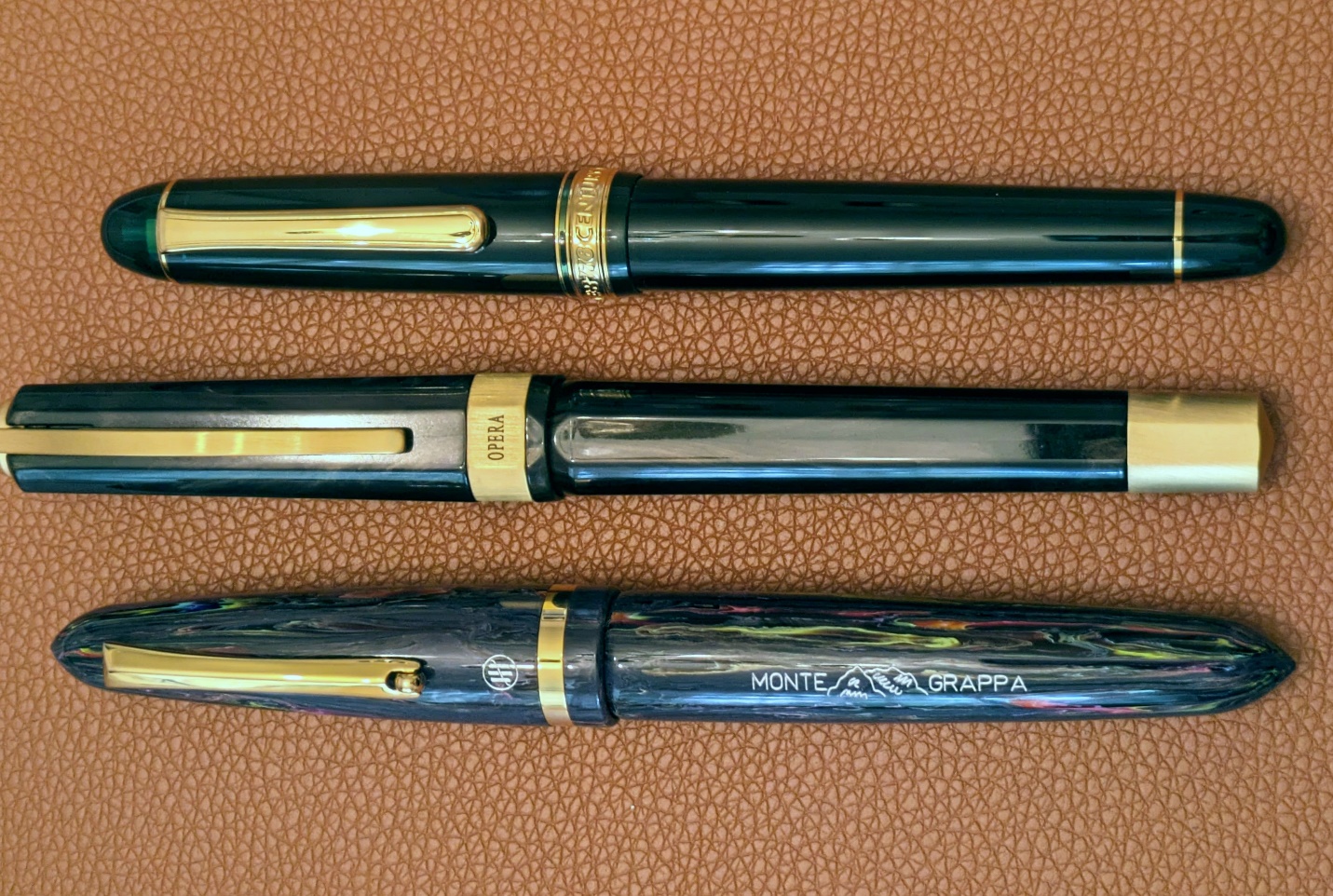 Top to bottom: Platinum 3776, Visconti Opera Gold, Montegrappa Venetia