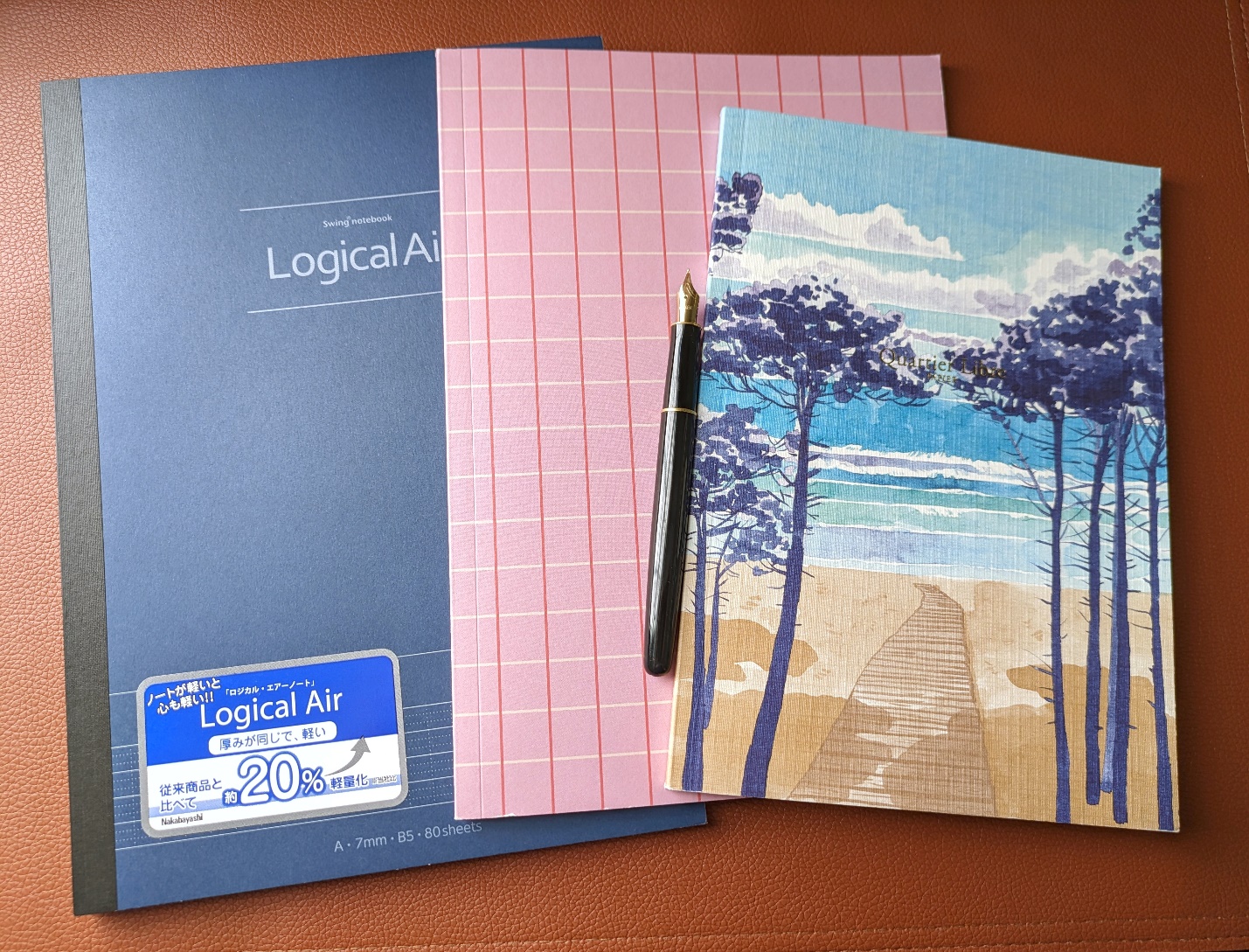 From left - Nakabayashi Logical Air, Notem, and Quartier Libre notebooks from Barnes & Noble. 