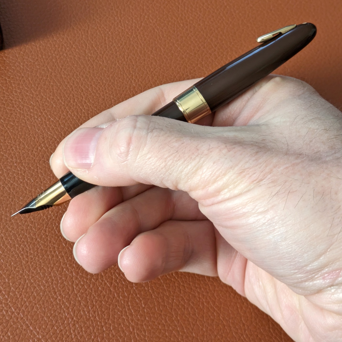 Sheaffer Valiant Tuckaway in hand.