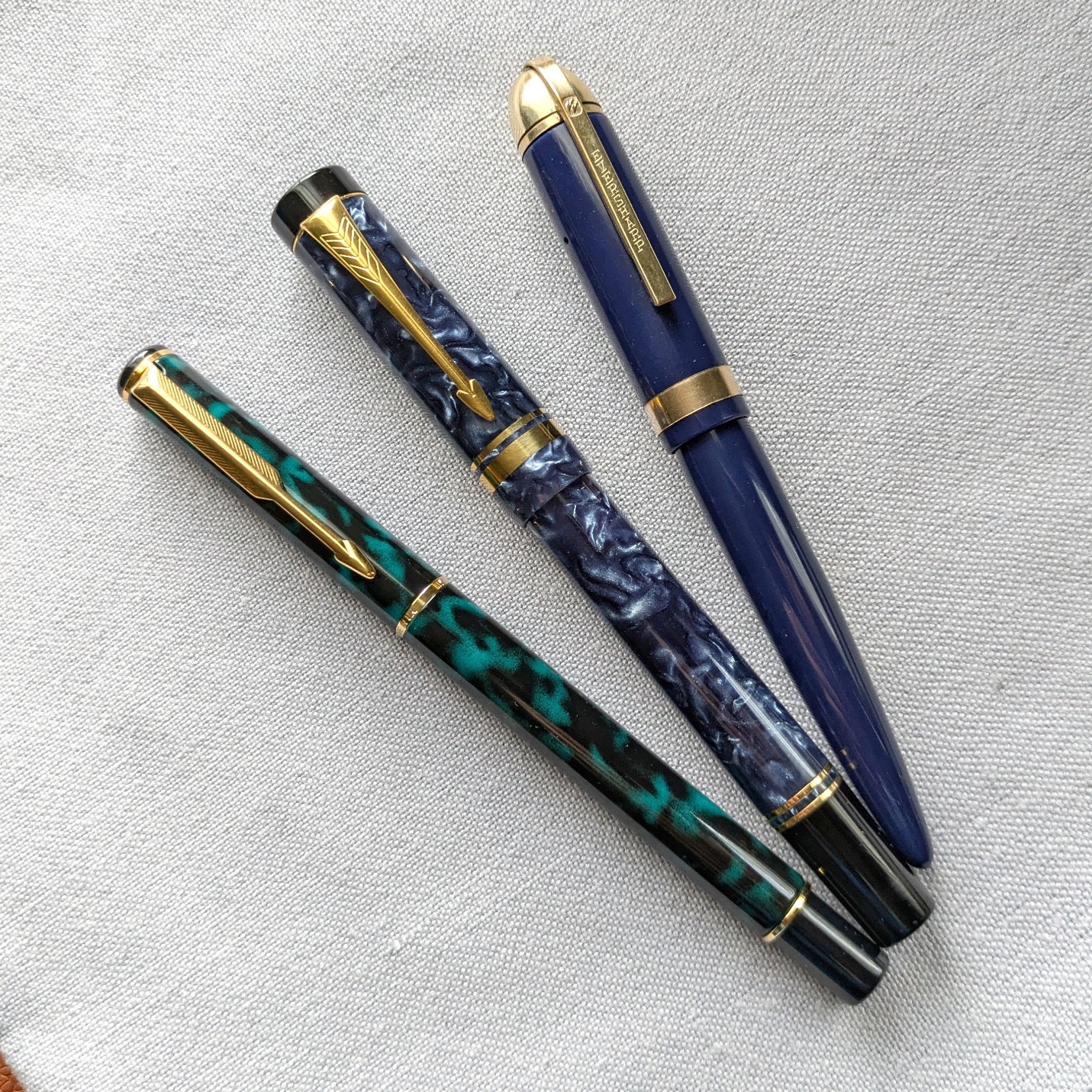 My trim preference is usually silver over gold, but with blue pens gold is hard to beat. 