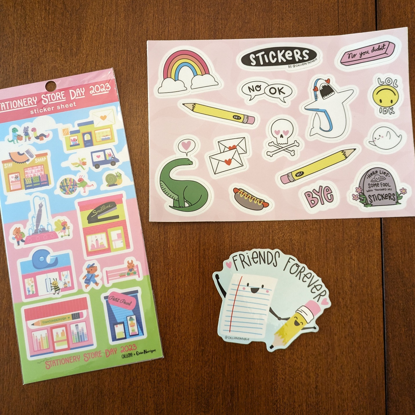 More stickers. The sheet on the left has illustrations done specially for Stationery Store Day by Eloise Narrigan. 