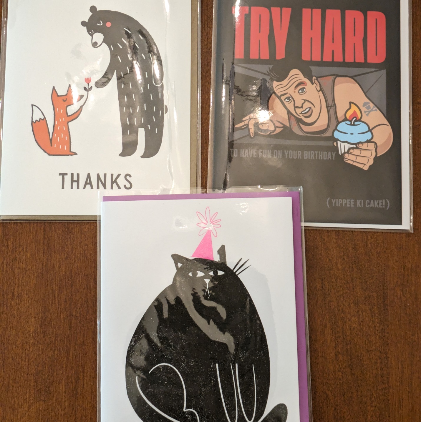 Calliope also has a great card selection from makers all over. These are the three I took home Saturday. In total, I reckon this is the 4th or 5th card with a chonky cat I've bought there.