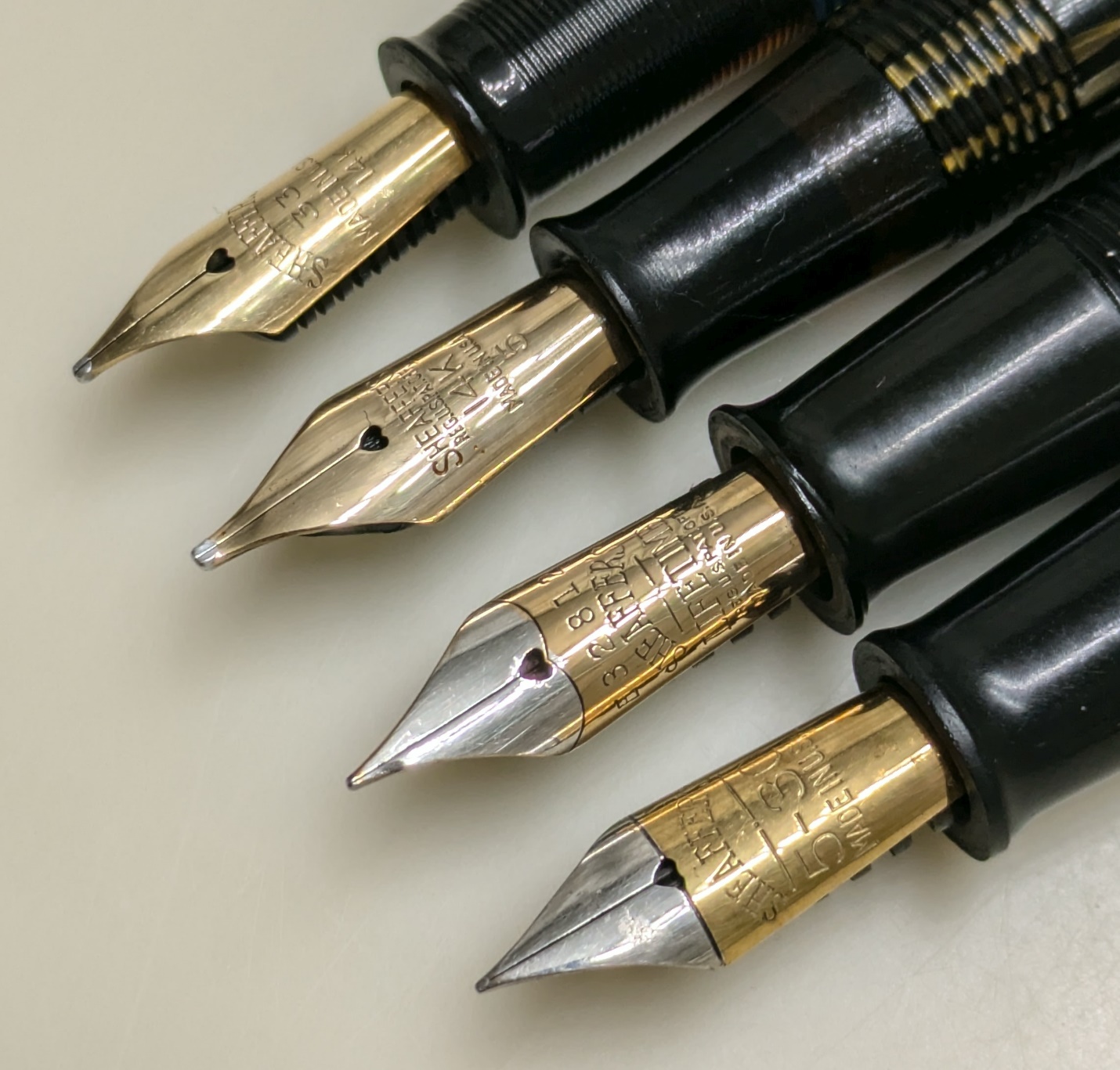 Sheaffer Craftsman (top) and three Sheaffer Balances